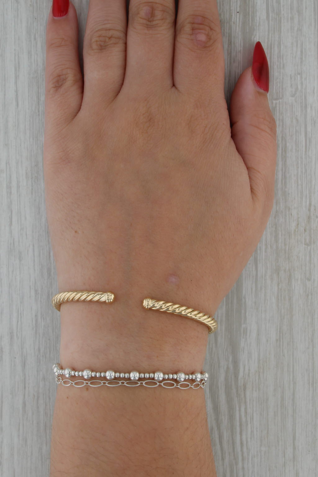 David Yurman Cablespira Flex Cuff Bracelet w/ Pouch 18k Yellow Gold 4mm 6.25"