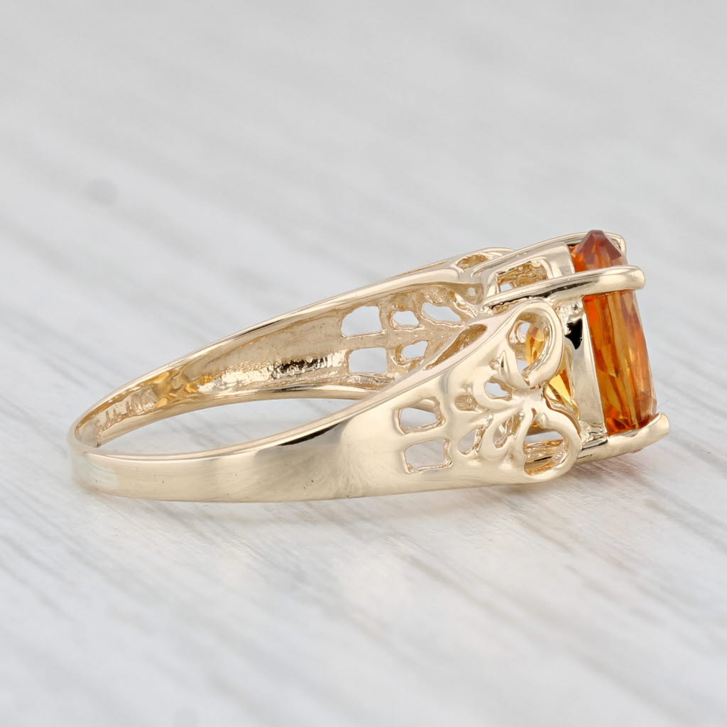 Light Gray 1.66ct Orange Citrine Ring 10k Yellow Gold Size 6 Open Work