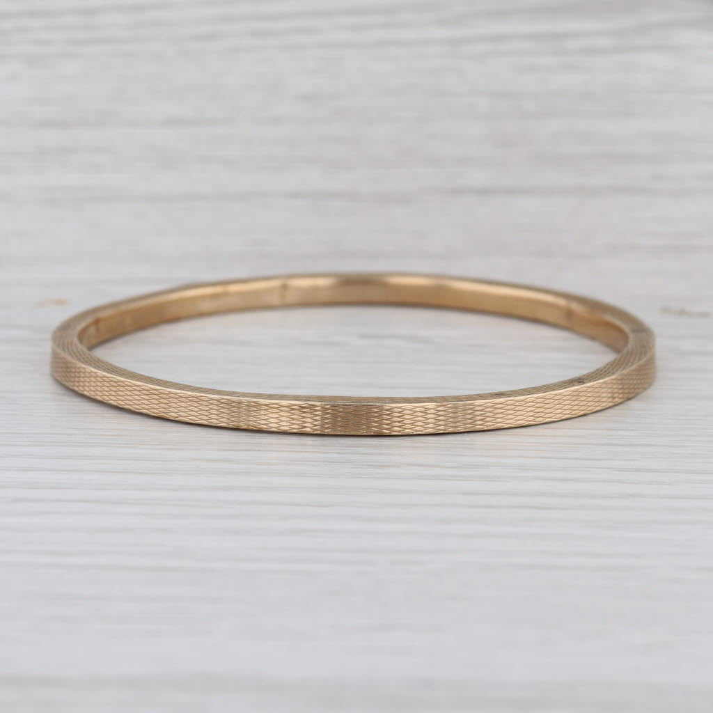 Vintage Textured Bangle Bracelet 9k Yellow Gold Birmingham England 8.5" 4mm