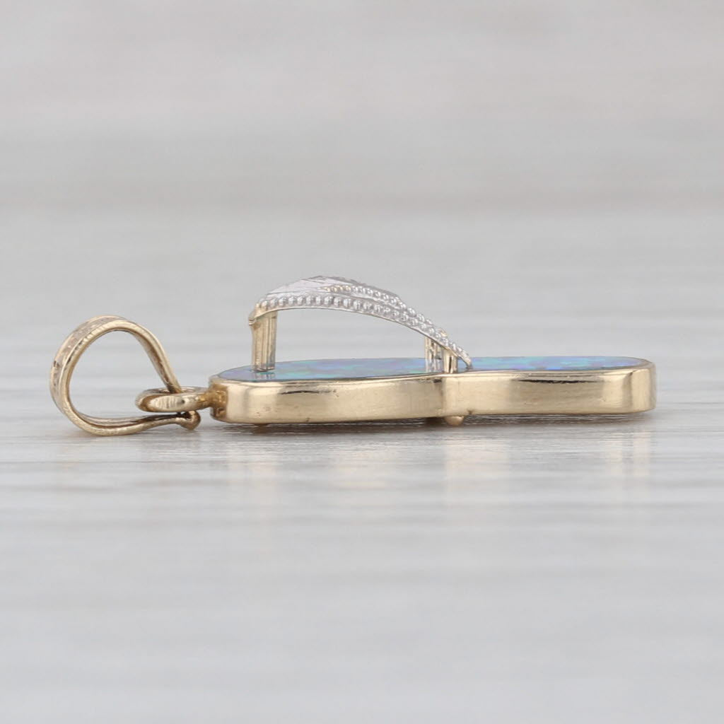Lab Created Opal Flip Flop Pendant 14k White Yellow Gold