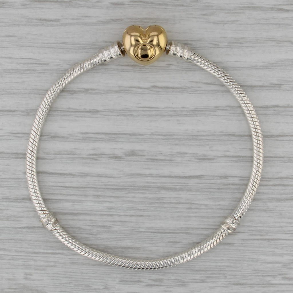 PANDORA チャームブレスレット シルバー/ゴールド Pandora Sterling Silver Bracelet With 14K Gold Clasp - 590702HG-18