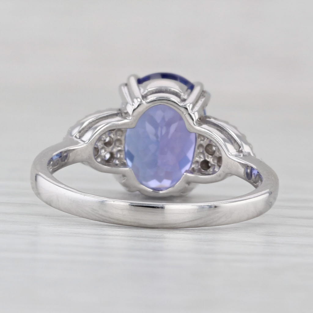 3.64ctw Oval Tanzanite Diamond Ring 18k White Gold Size 8