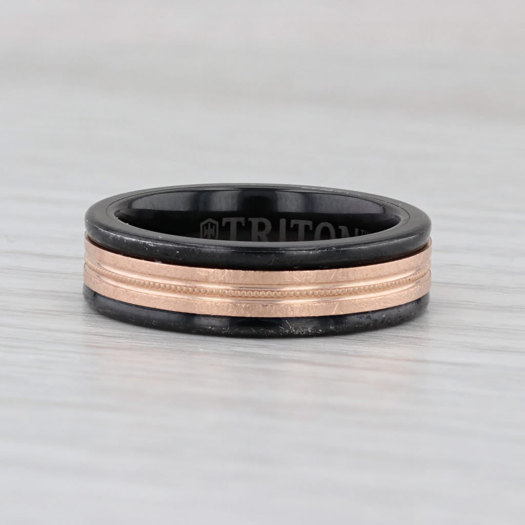 Triton Men's Wedding Band Tungsten Carbide 14k Rose Gold Size 7.5 Ring