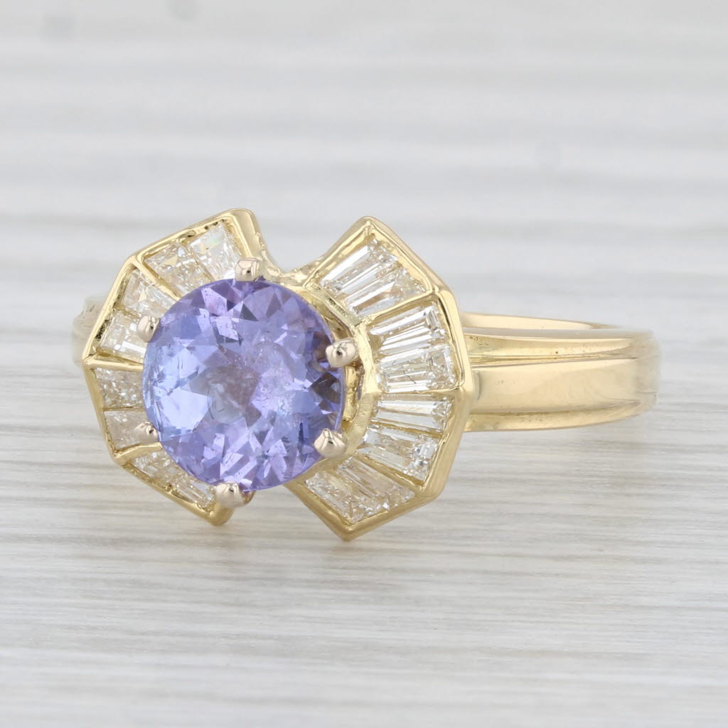 Light Gray 2.08ctw Round Tanzanite Diamond Ring 18k Yellow Gold Size 6.25