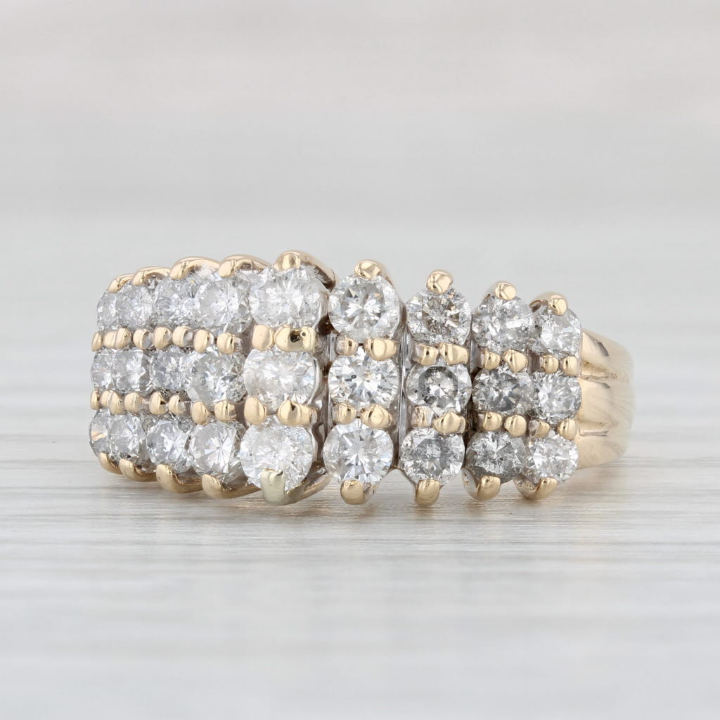 Light Gray 2.03ctw Tiered Diamond Pyramid Ring 14k Yellow Gold Size 6.75 Stackable