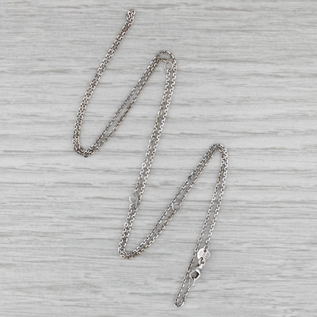 Cable Chain Necklace 14k White Gold Adjustable up to 24" 0.9mm