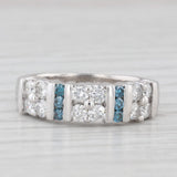0.96ctw Blue White Diamond Ring 14k White Gold Size 7 Wedding Anniversary Band