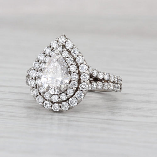 Vera Wang Love 1.96ctw Lab Grown Diamond Pear Halo Engagement Ring 14k Gold GSI