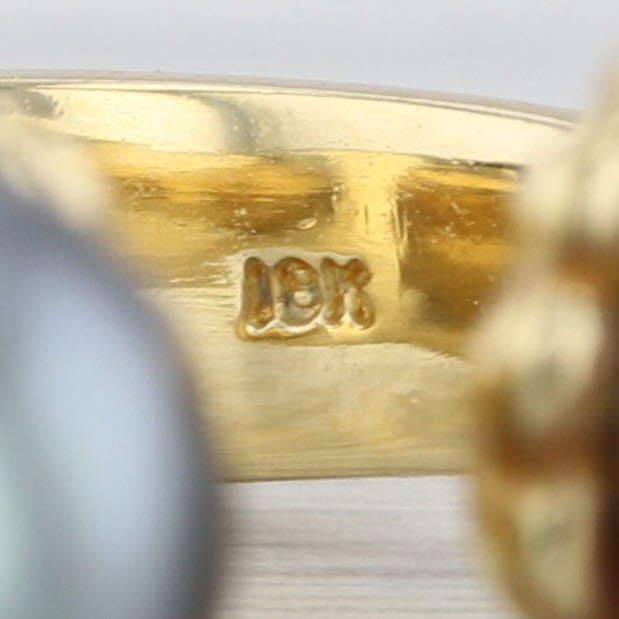 Sasha Samuels Saltwater Cultured Pearl Diamond Ring 18k Gold Size 5 Adjustable