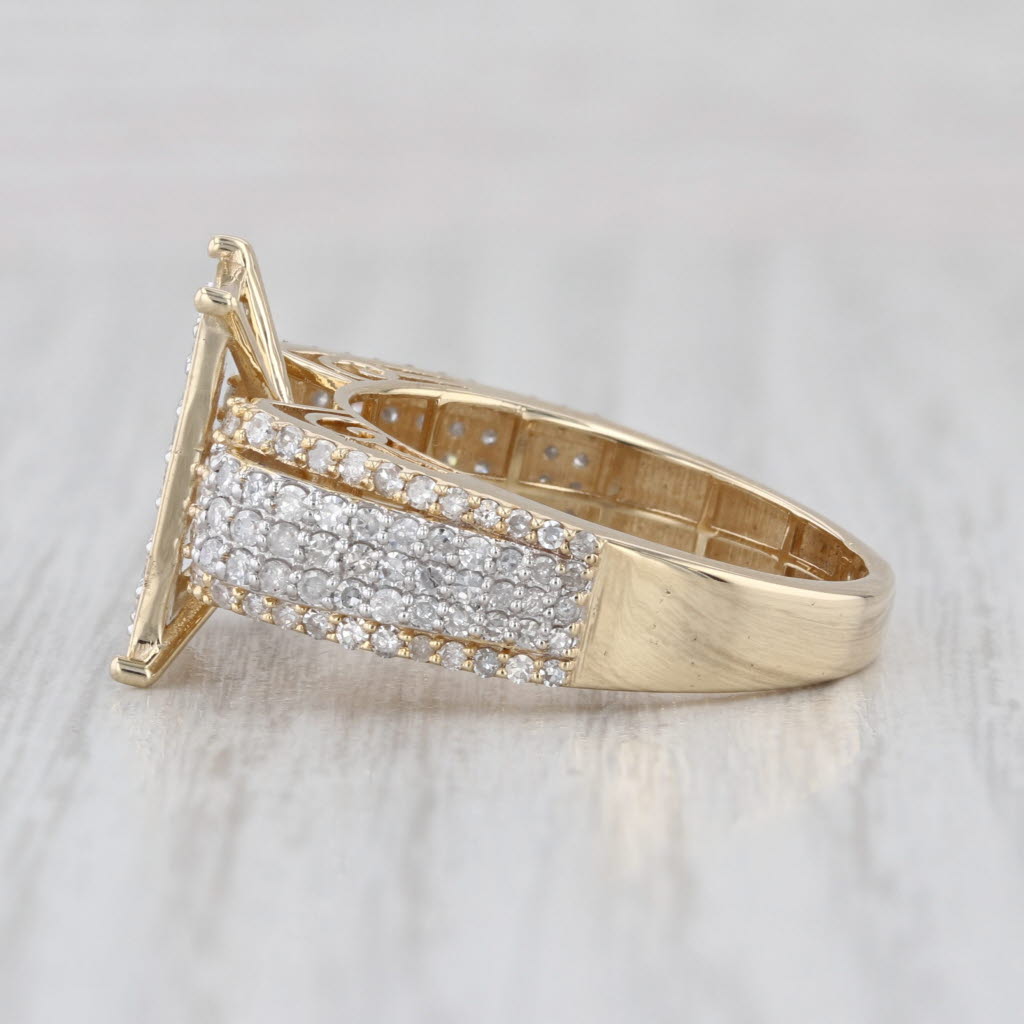 1.01ctw Pave Diamond Ring 10k Yellow Gold Size 8