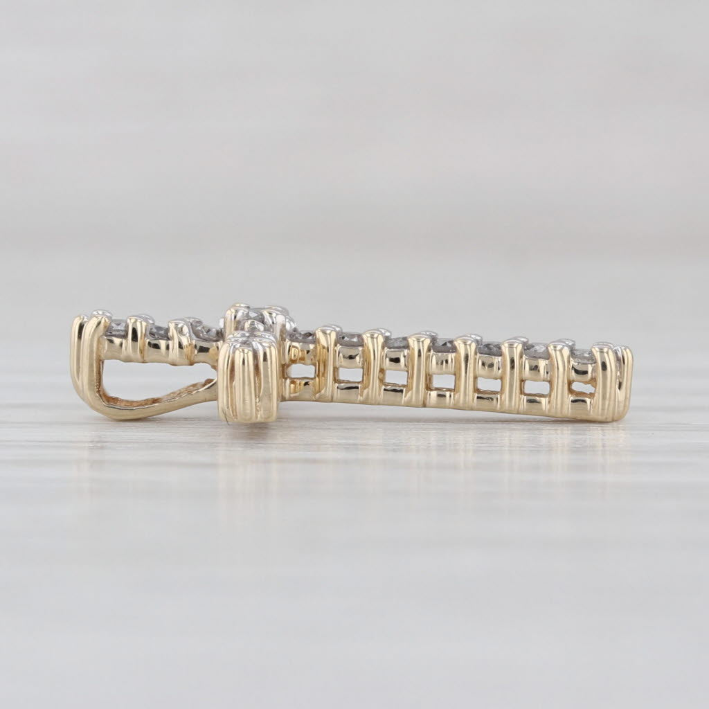 0.18ctw Diamond Cross Pendant 10k Yellow Gold Small Drop