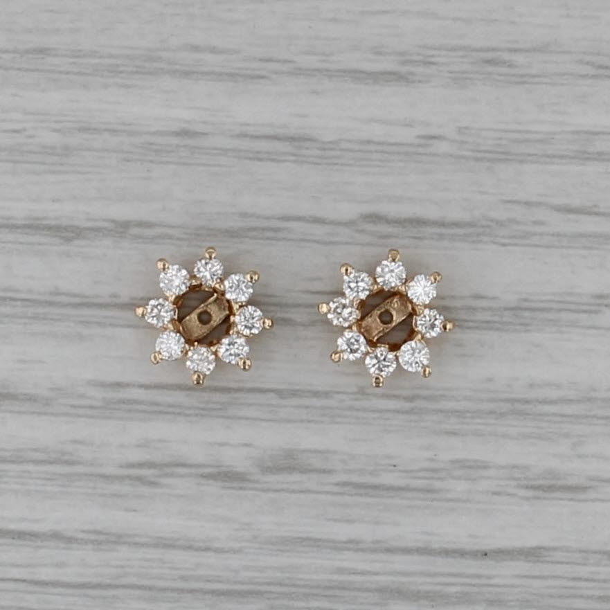 0.62ctw Diamond Earring Jackets 14k Yellow Gold Enhancers for Studs