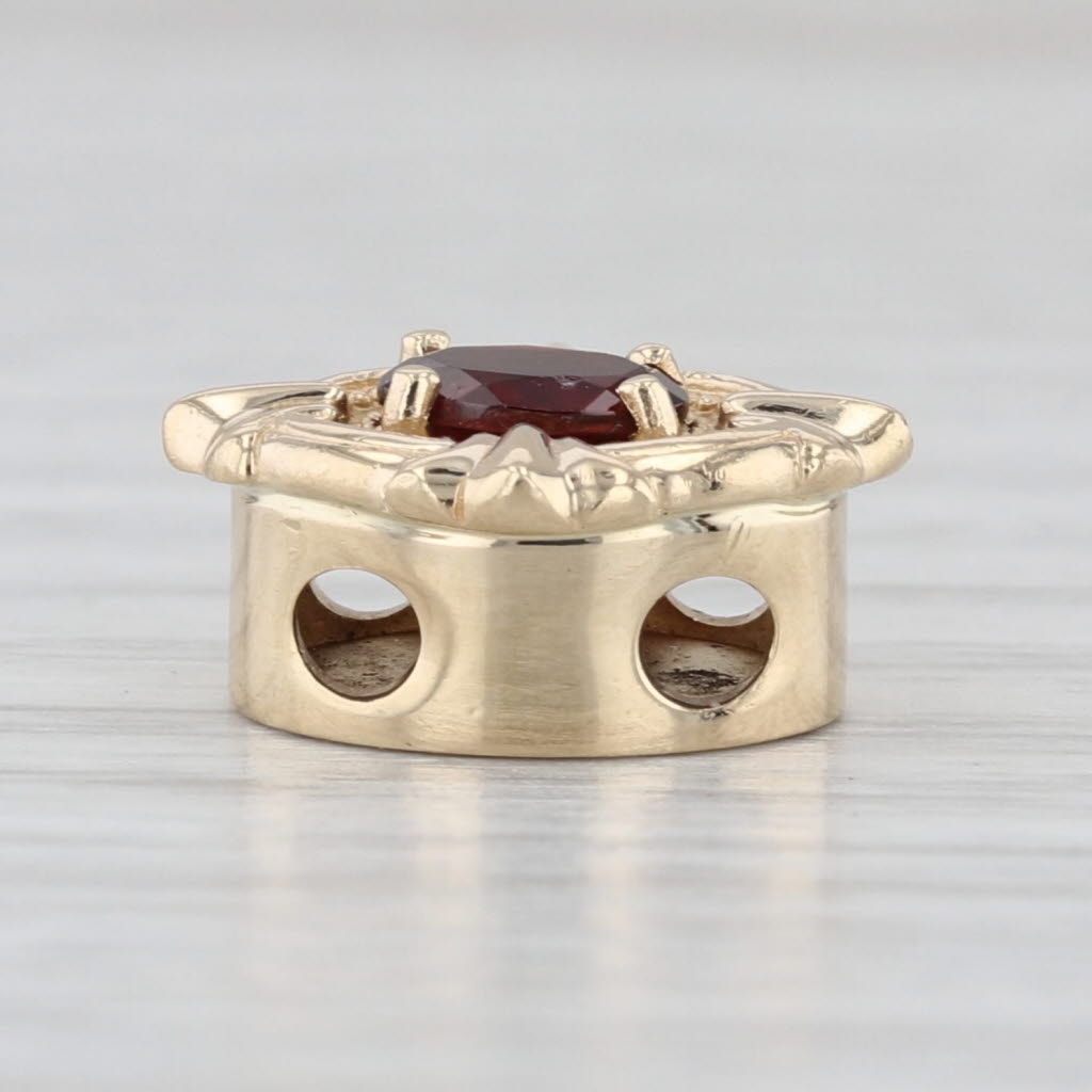 Vintage 0.50ct Oval Garnet Solitaire Slide Bracelet Charm 14k Yellow Gold
