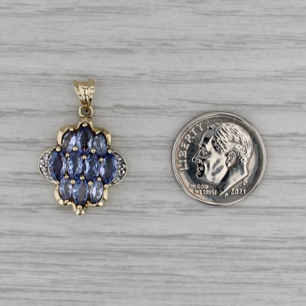 2.02ctw Tanzanite Diamond Cluster Pendant 14k Yellow Gold