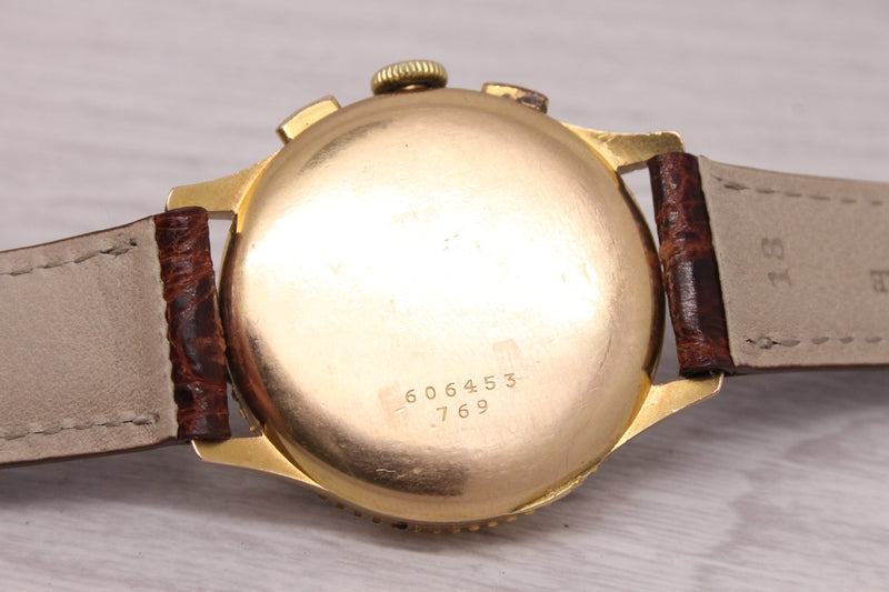 Vintage c.1945 Breitling Chronomat 18k Pink Gold Mens Chronograph Watch ref.769