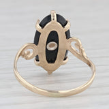 Vintage Onyx Flower Signet Ring 10k Yellow Gold Size 5.5 Bypass PS Co
