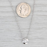 0.14ct VS2 Diamond Solitaire Pendant Necklace 14k White Gold 19.5" Rope Chain