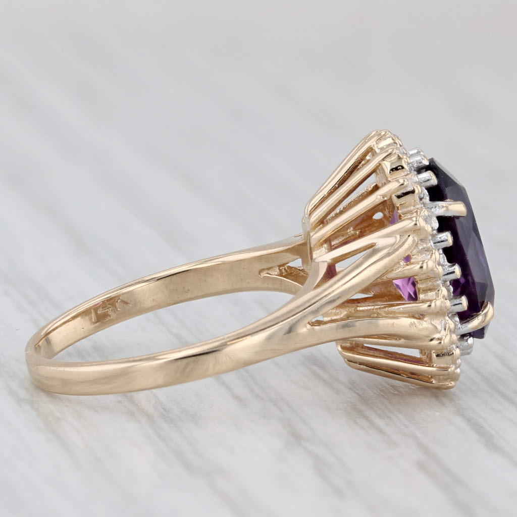 Light Gray 2.24ctw Amethyst Diamond Halo Ring 14k Yellow Gold Size 5.25