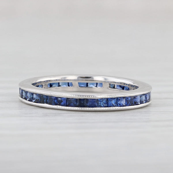 Light Gray 0.75ctw Blue Sapphire Eternity Band 18k White Gold Size 5 Wedding Ring