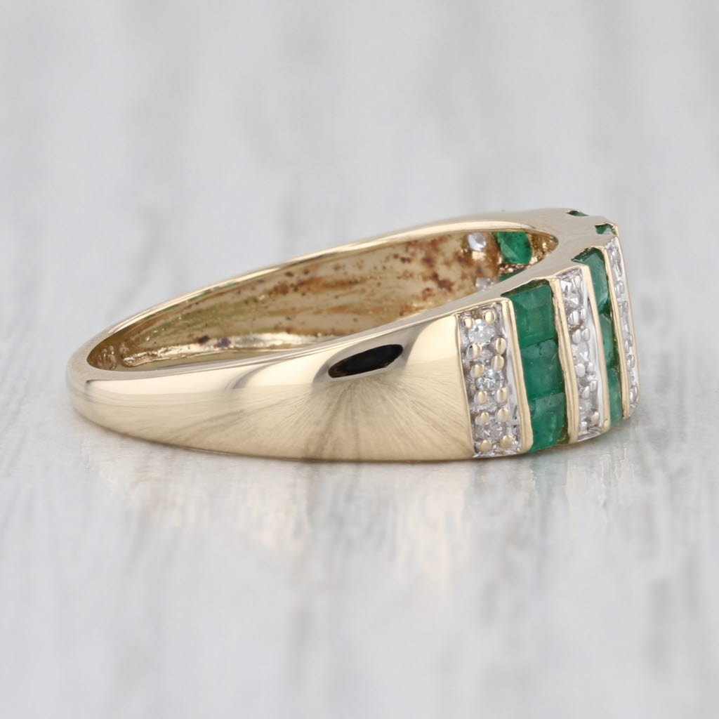 0.75ctw Emerald Diamond Ring 14k Yellow Gold Size 7.25 Stackable
