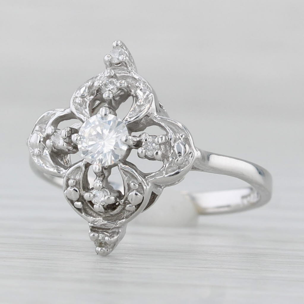 Light Gray 0.23ctw Diamond Cluster Ring 10k White Gold Size 6