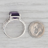 5.47ctw Amethyst Diamond Cocktail Ring Sterling Silver Size 10 Statement