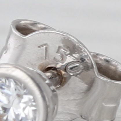0.20ctw VS2 Round Bezel Set Diamond Stud Earrings 18k White Gold Studs