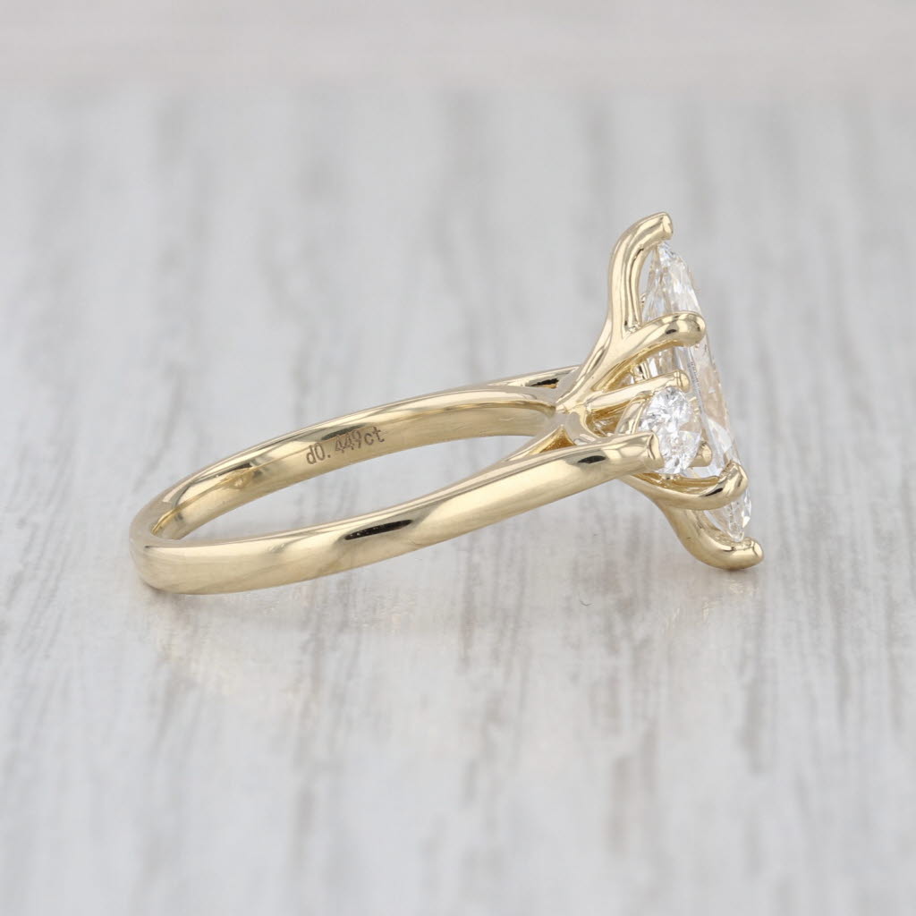 New IGI 2.46ctw Marquise Lab Created Diamond Halo Engagement Ring 14k Gold