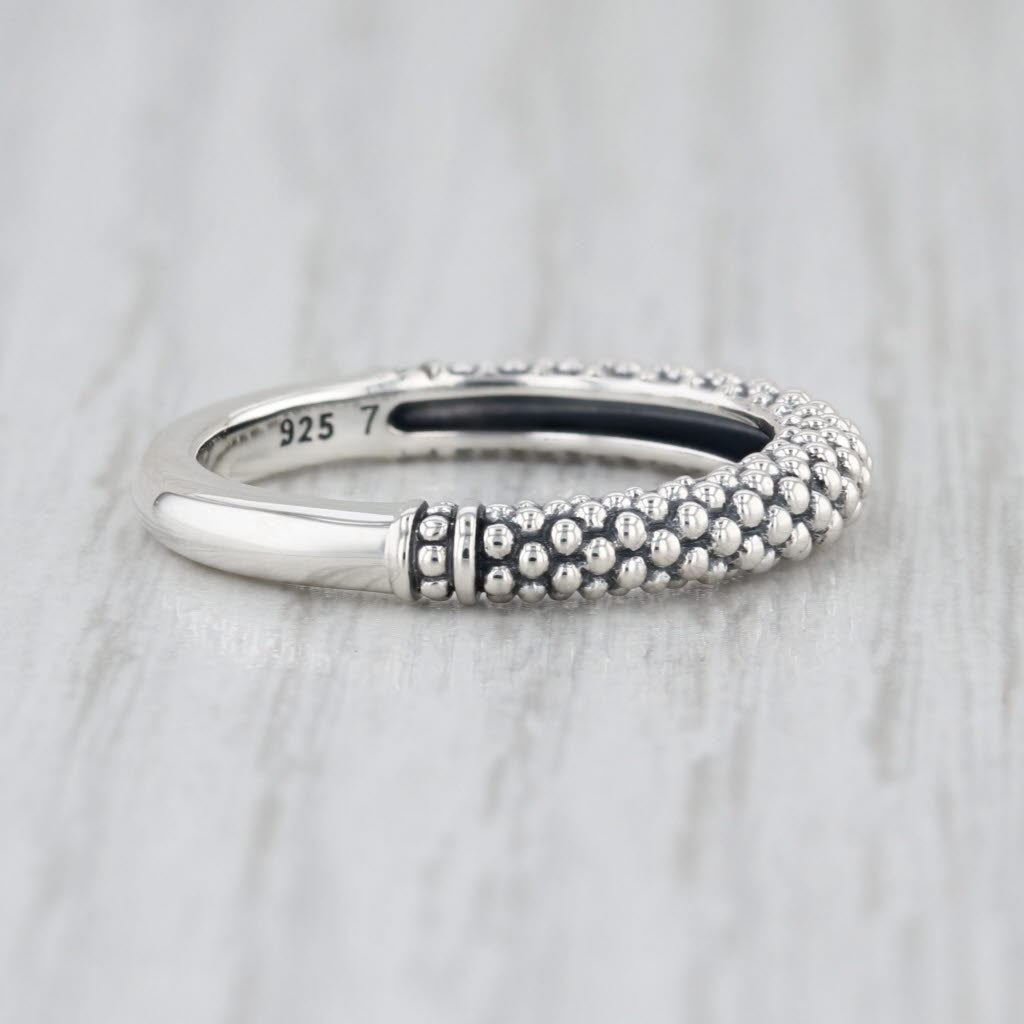 New Lagos Signature Caviar Bead Stacking Ring Sterling Silver Size 7 Band