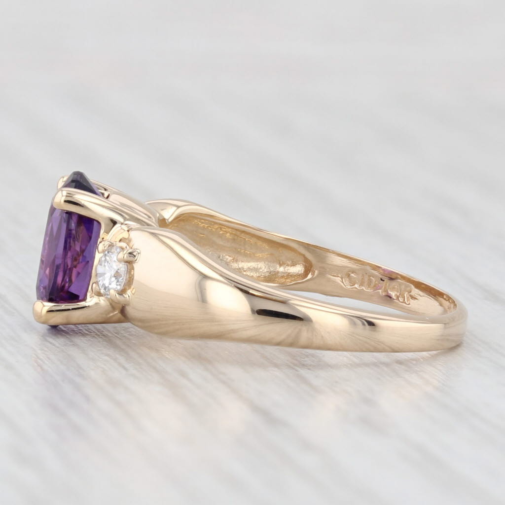 Light Gray 1.66ctw Oval Amethyst Diamond Ring 14k Yellow Gold Size 7.25