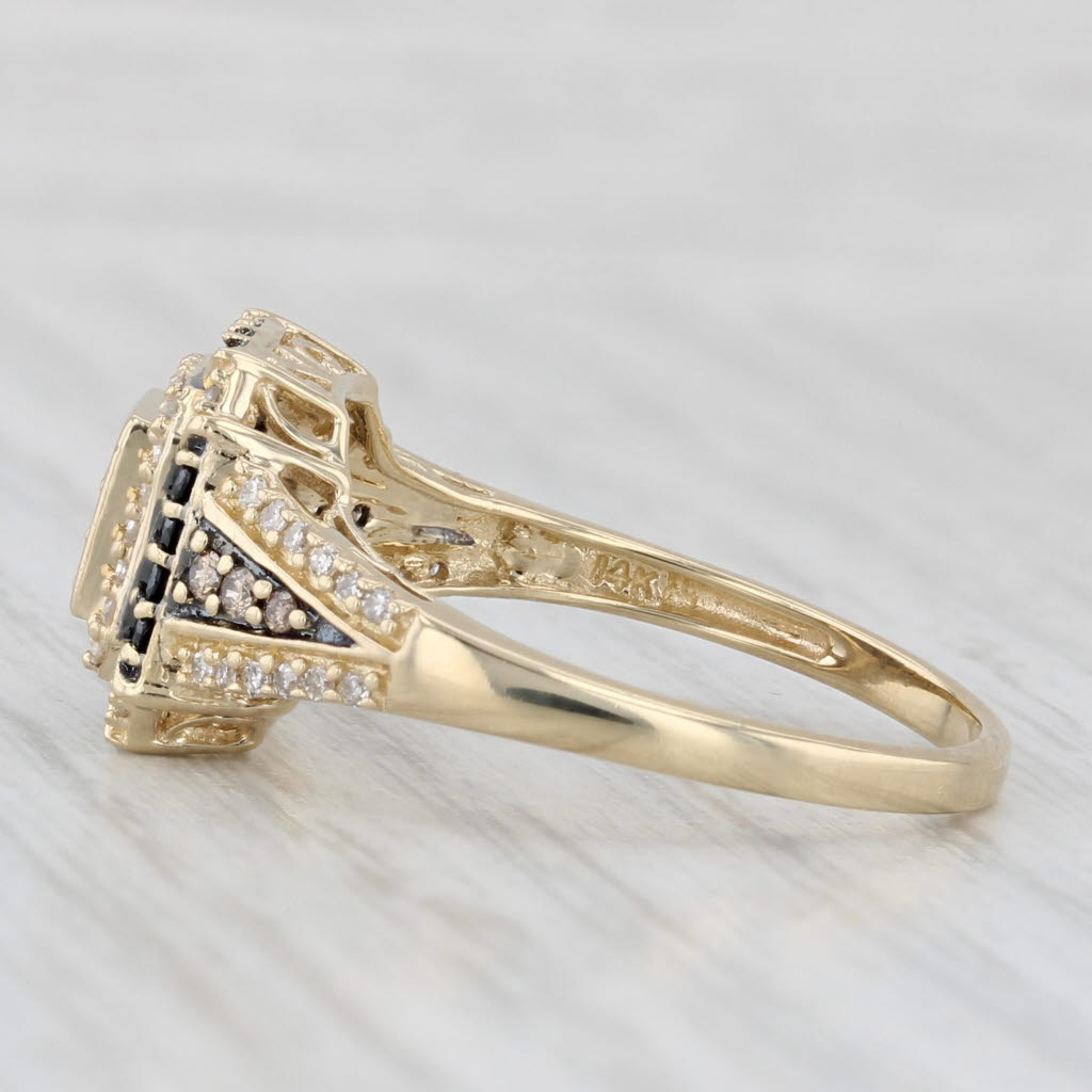 Light Gray 0.25ctw White & Black Diamond Halor Ring 14k Yellow Gold Size 9 Enagagement