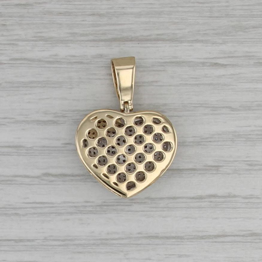 0.60ctw Diamond Pave Puffy Heart Pendant 14k Yellow Gold