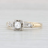 Light Gray Vintage 0.16ctw Round Diamond Engagement Ring 14k Yellow Gold Size 5.25