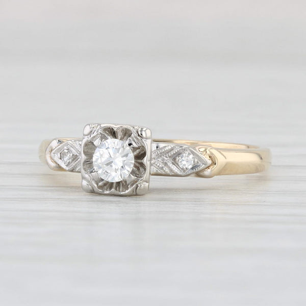 Vintage 0.16ctw Round Diamond Engagement Ring 14k Yellow Gold Size 5.25