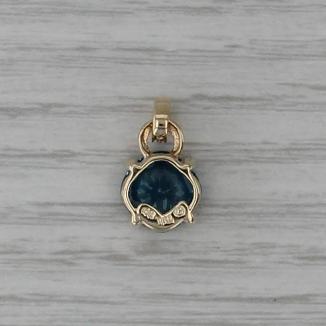 3.50ct London Blue Topaz Diamond Pendant 10k Yellow Gold Cushion Solitaire