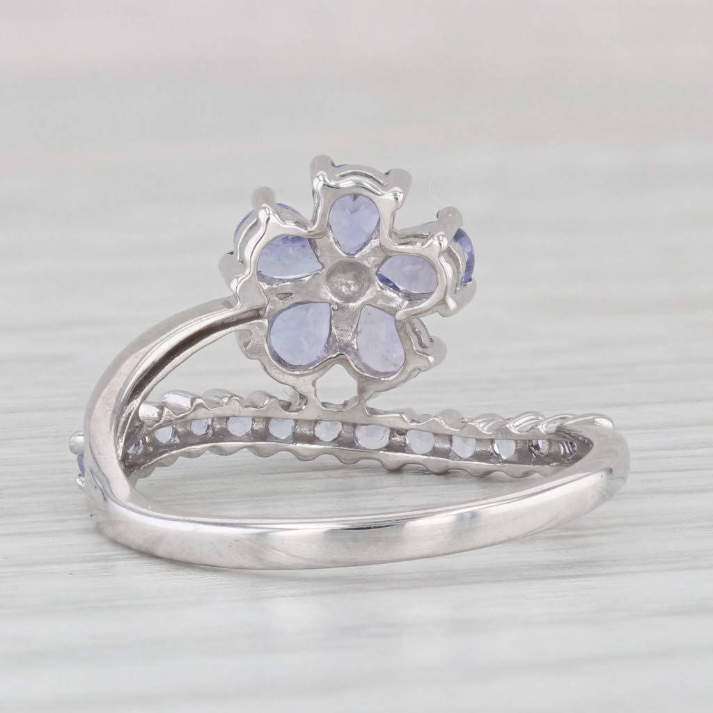 Light Gray 1ctw Tanzanite Flower Diamond Ring 10k White Gold Size 6