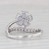 1ctw Tanzanite Flower Diamond Ring 10k White Gold Size 6