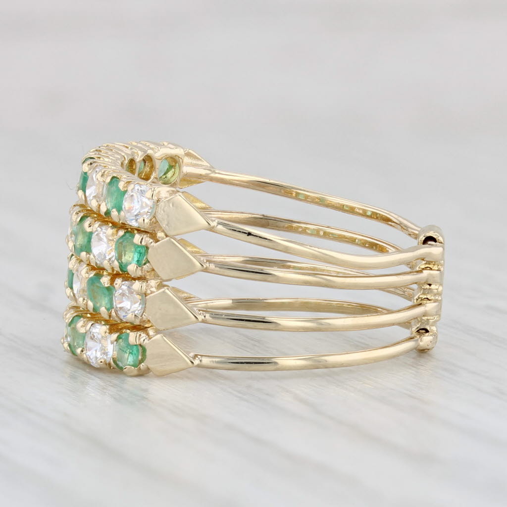 Light Gray 1.30ctw Emerald Cubic Zirconia Multi-Band Harem Ring 14k Yellow Gold Size 7