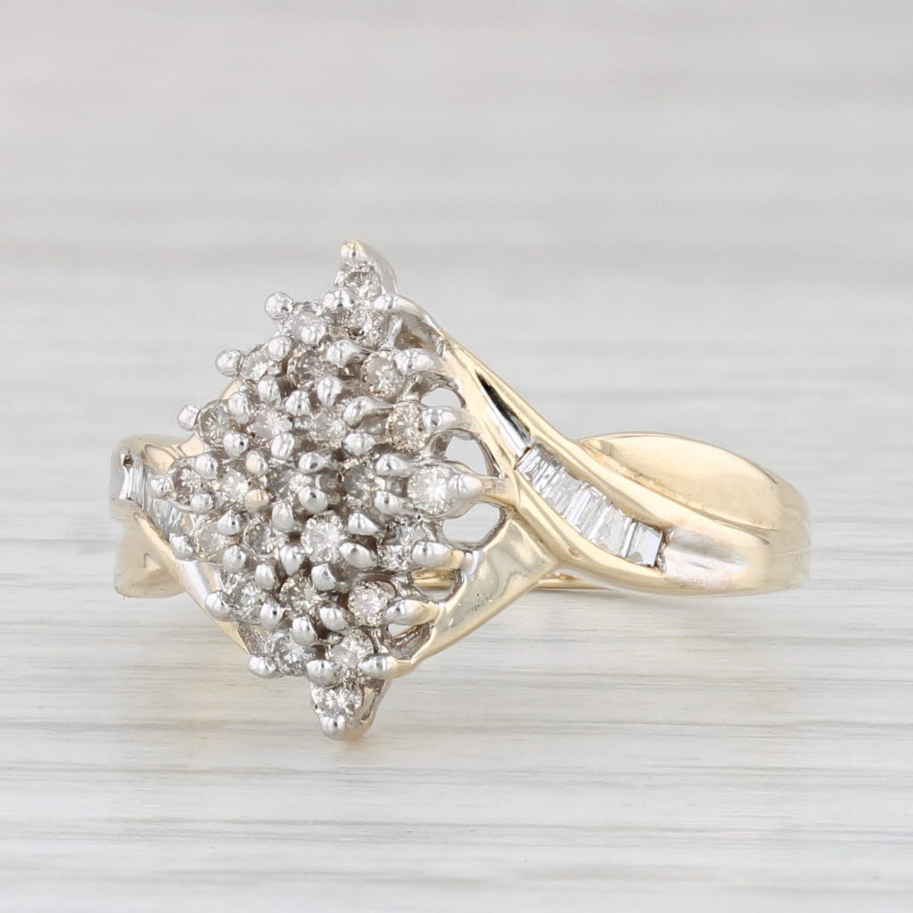 Light Gray 0.35ctw Diamond Cluster Ring 10k Yellow Gold Size 7.25