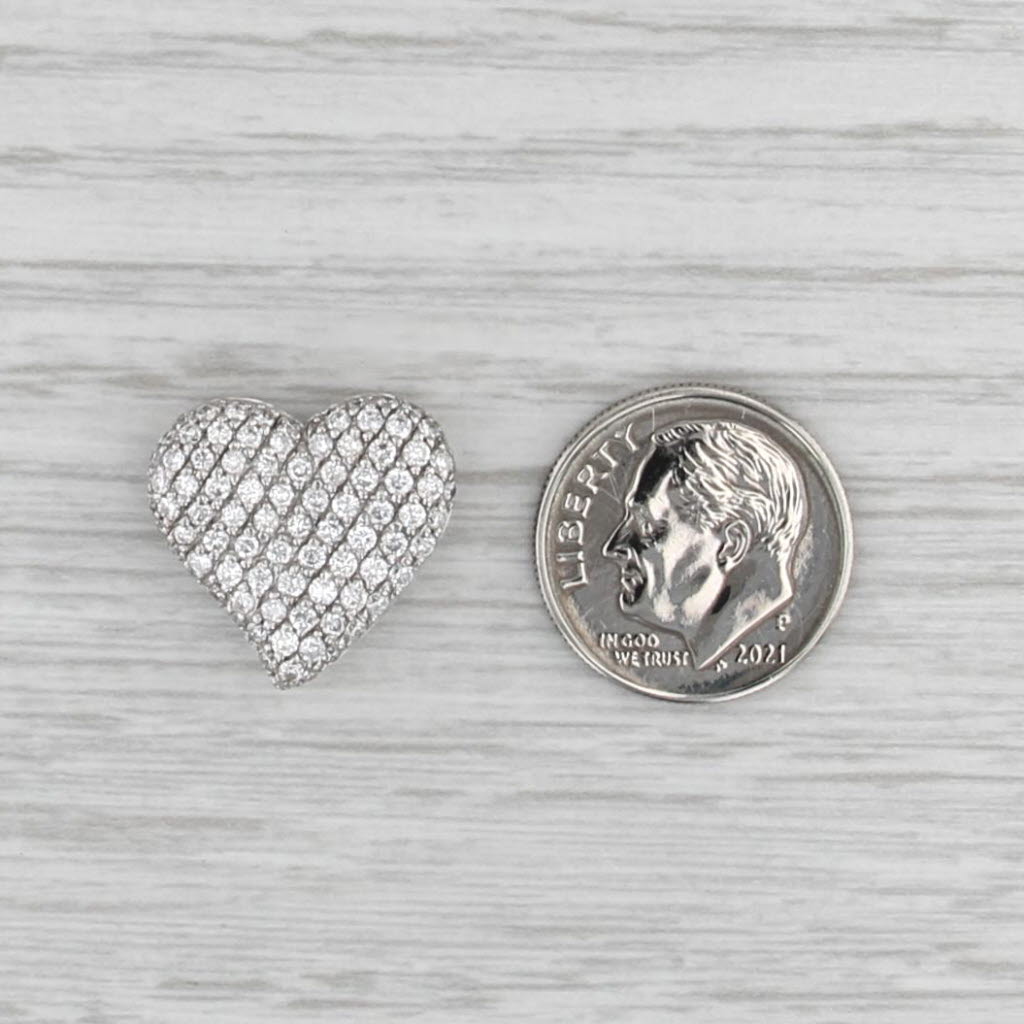 1ctw Diamond Puffy Heart Pendant 14k White Gold