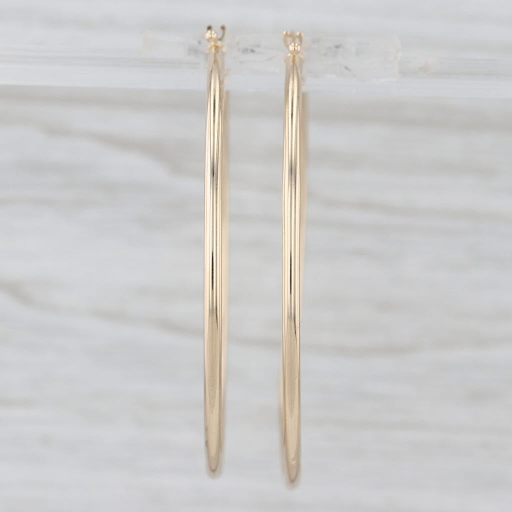 Round Hoop Earrings 10k Yellow Gold Snap Top Post Hoops 45.7 x 1.8 mm