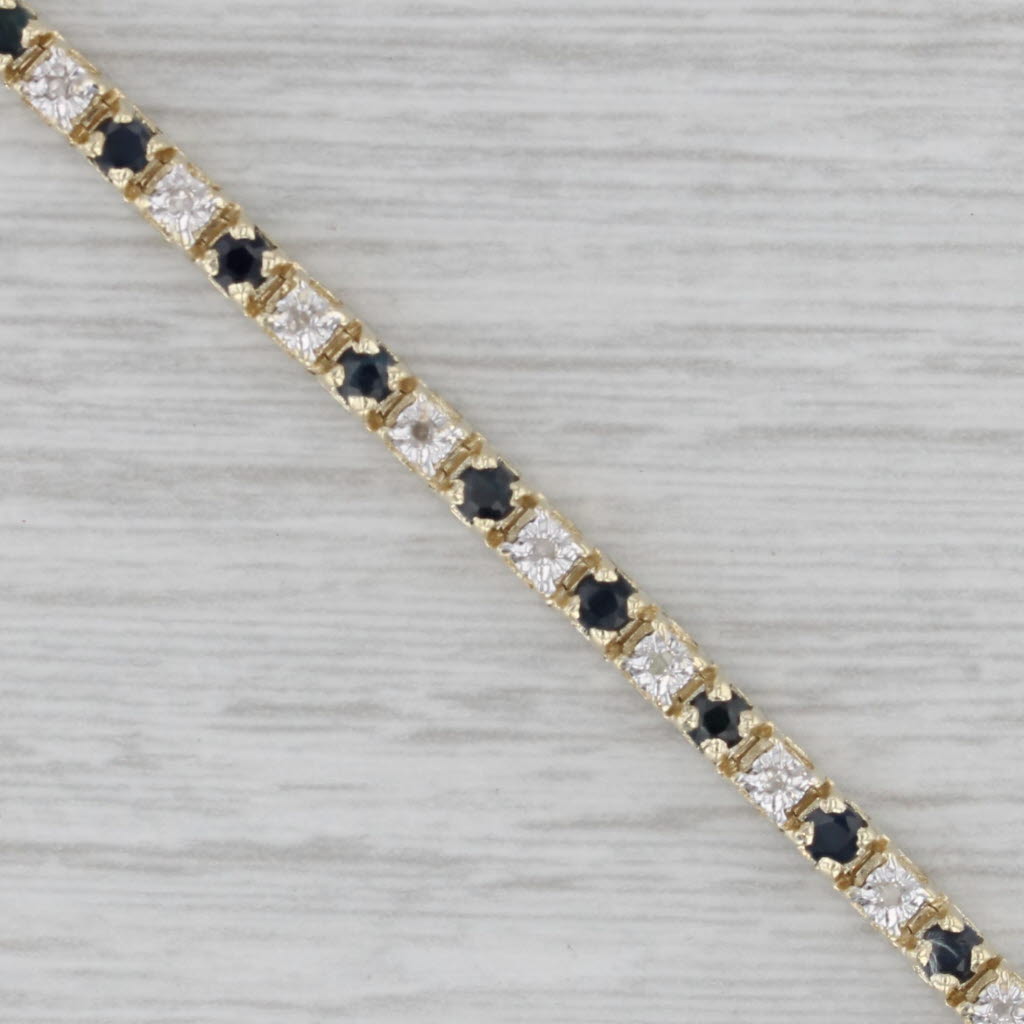 Gray 1.80ctw Blue Sapphire Diamond Tennis Bracelet 10k Yellow Gold 6.75"