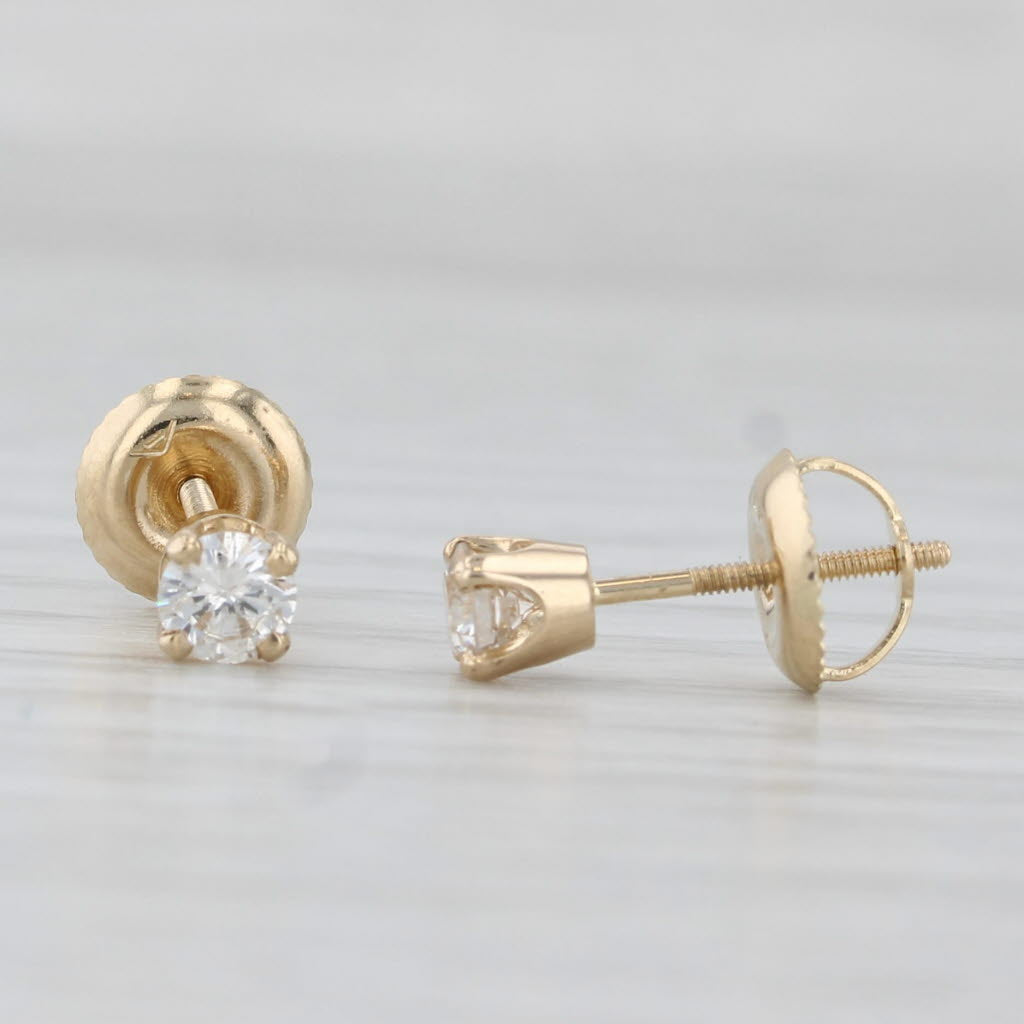 Light Gray 0.36ctw Diamond Stud Earrings 14k Yellow Gold Round Solitaire Studs