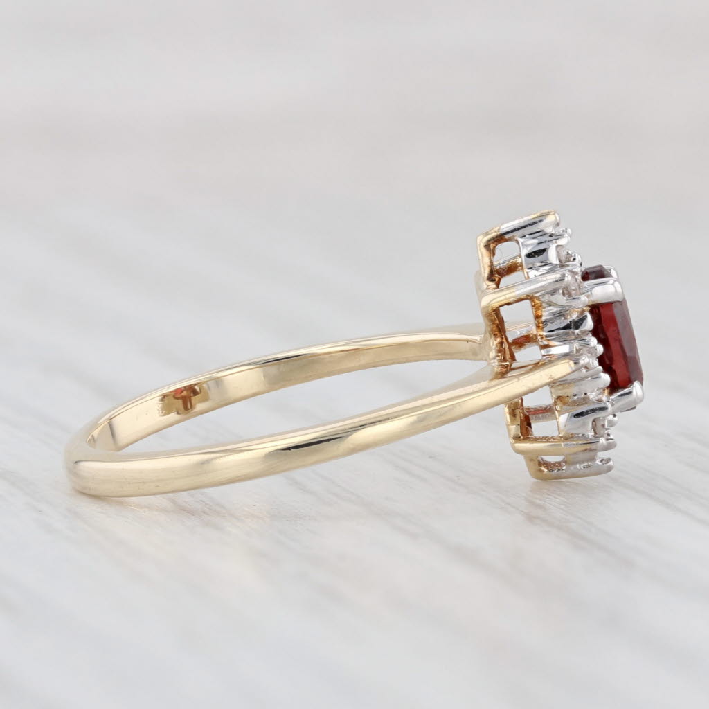 Light Gray 0.62ctw Garnet Diamond Halo Ring 10k Yellow Gold Size 6.5