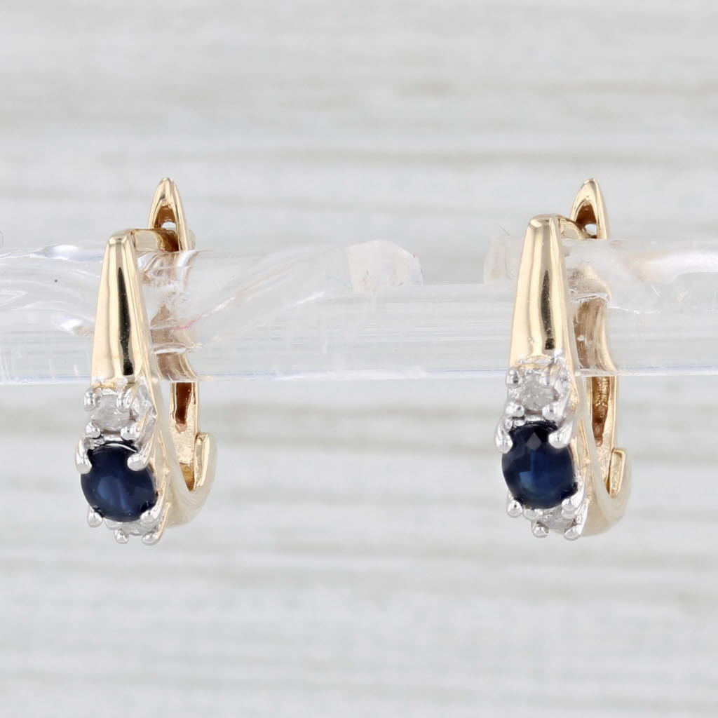 Light Gray 0.56ctw Sapphire Diamond Drop Earrings 10k Yellow Gold Lever Back Drops