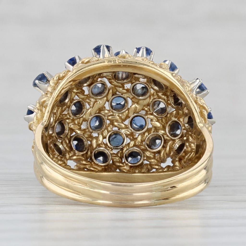 Gray 1.35ctw Blue Sapphire Cluster Ring 18k Yellow Gold Size 8 Cocktail