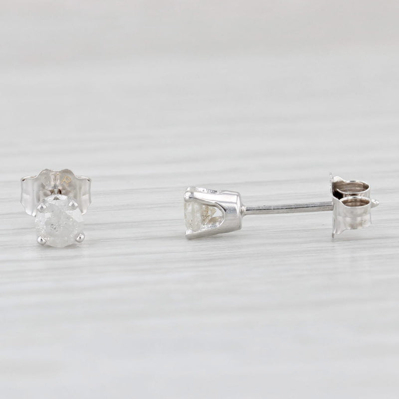 Light Gray 0.25ctw Diamond Stud Earrings 10k White Gold Round Solitaire Studs
