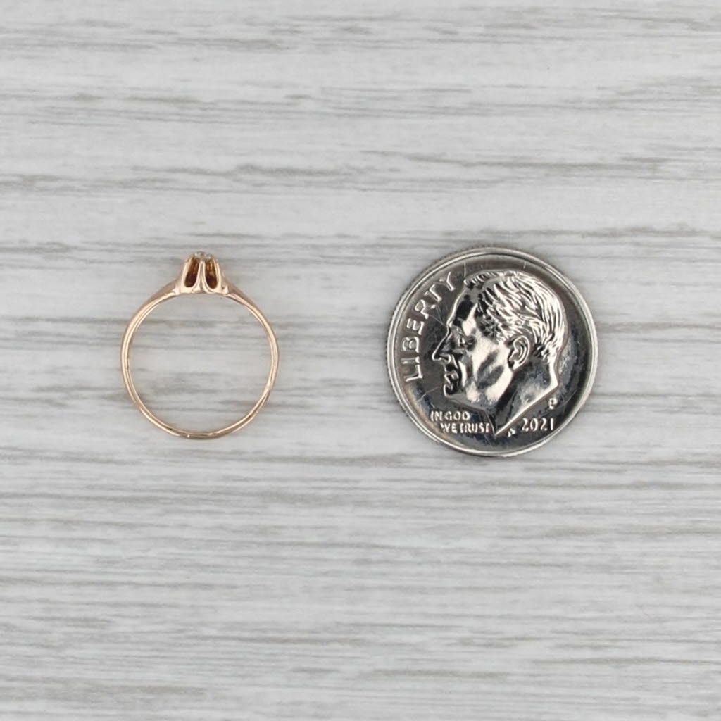 Vintage Ostby Barton Diamond Solitaire Ring 14k Yellow Gold Small Baby Size