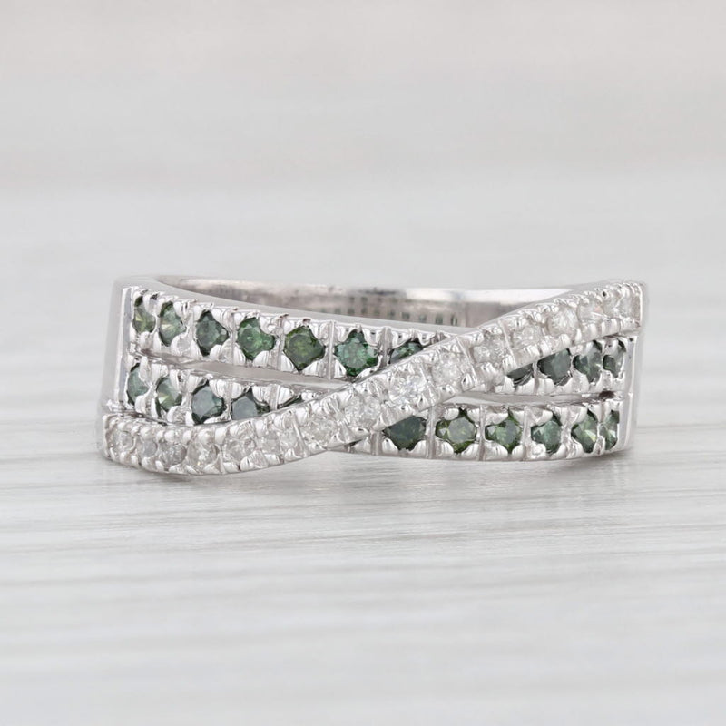 Light Gray 0.51ctw Green White Diamond Overlay Ring 14k White Gold Size 5.75 Stackable