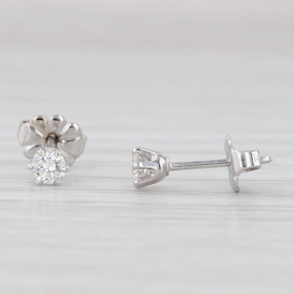 Light Gray 0.23ctw Diamond Round Solitaire Stud Earrings 14k White Gold